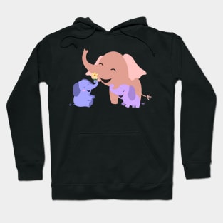 Mom and 2 baby elephants Hoodie